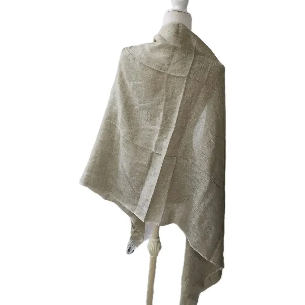 NWT $89 Saldarini 1882 Linen Viscose Knit Big Scarf Sage Green Fringed